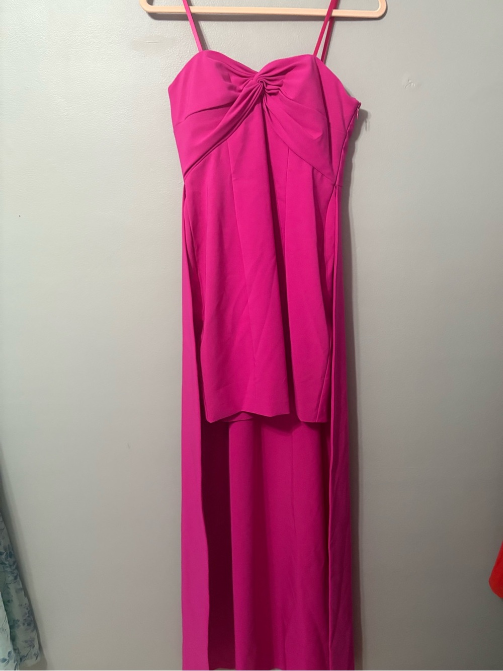 Aidan Mattox Fuchsia High-Low Spaghetti Strap Maxi Dress